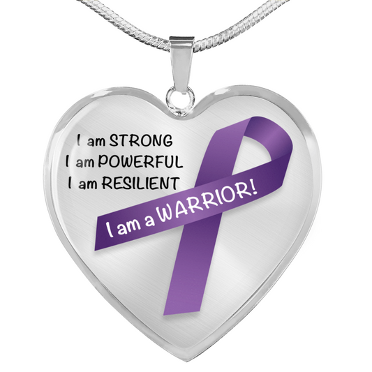 Pancreatic Cancer Warrior Heart Pendant Necklace | Gift for Survivor, Fighter, Support