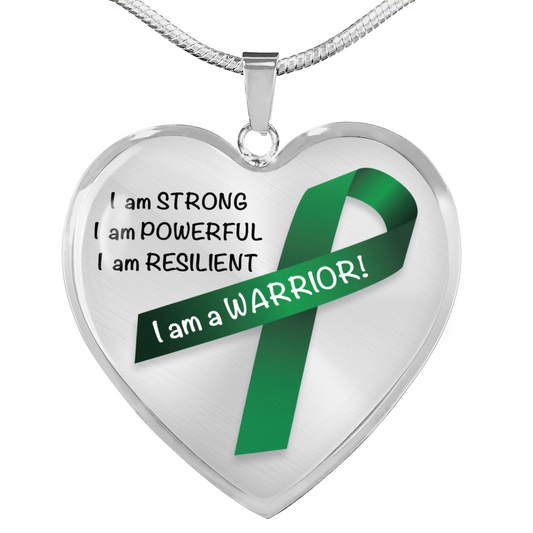 Liver Cancer Warrior Heart Pendant Necklace | Gift for Survivor, Fighter, Support
