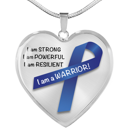 Colon Cancer Warrior Heart Pendant Necklace | Gift for Survivor, Fighter, Support