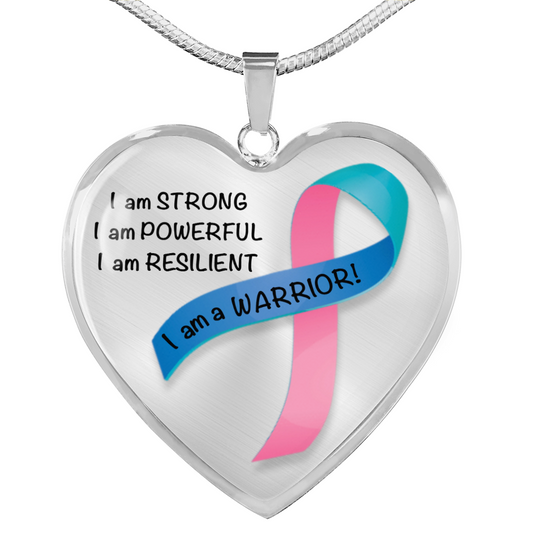 Thyroid Cancer Warrior Heart Pendant Necklace | Gift for Survivor, Fighter, Support