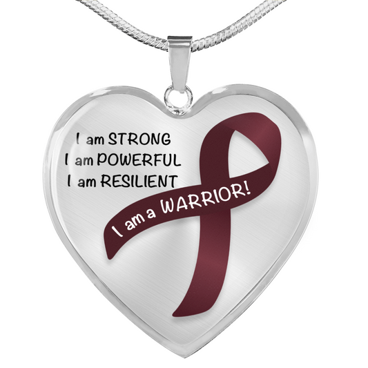 Multiple Myeloma Warrior Heart Pendant Necklace | Gift for Survivor, Fighter, Support