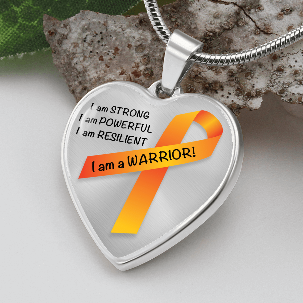 Kidney Cancer Warrior Heart Pendant Necklace | Gift for Survivor, Fighter, Support