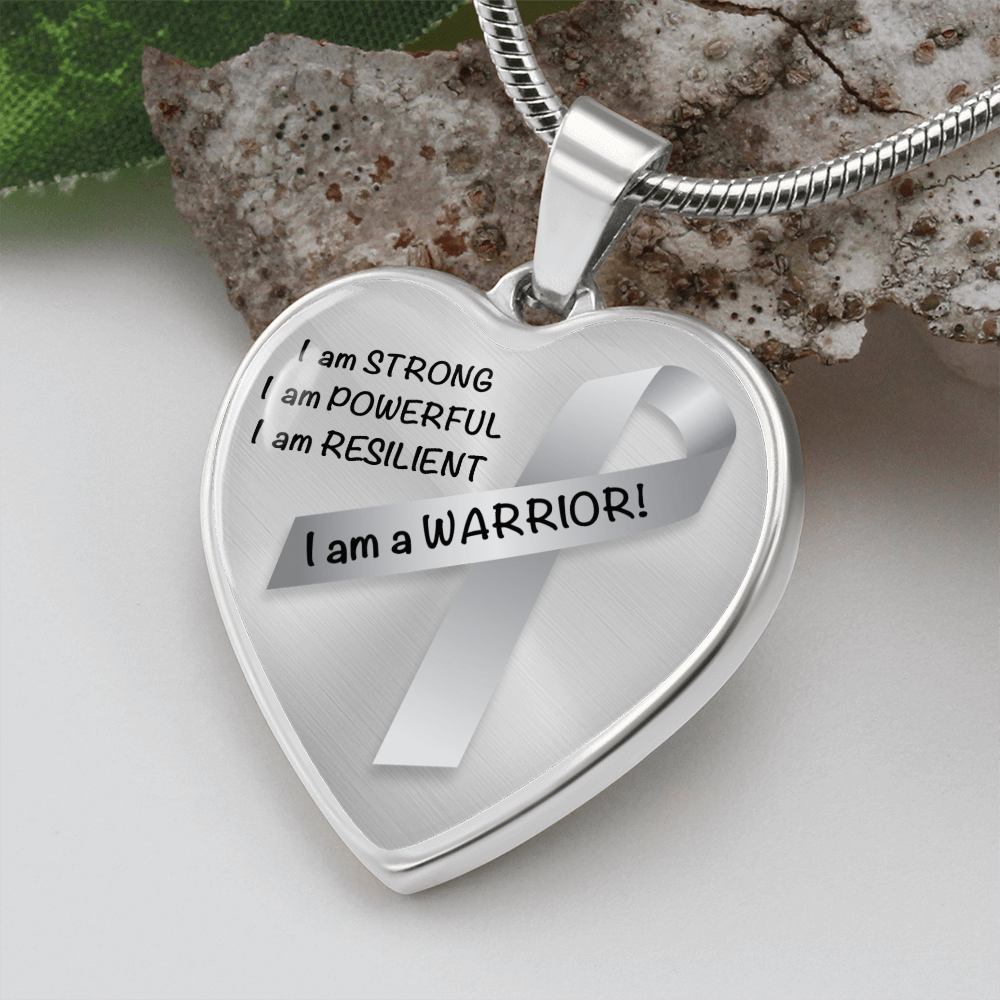 Brain Cancer Warrior Heart Pendant Necklace | Gift for Survivor, Fighter, Support