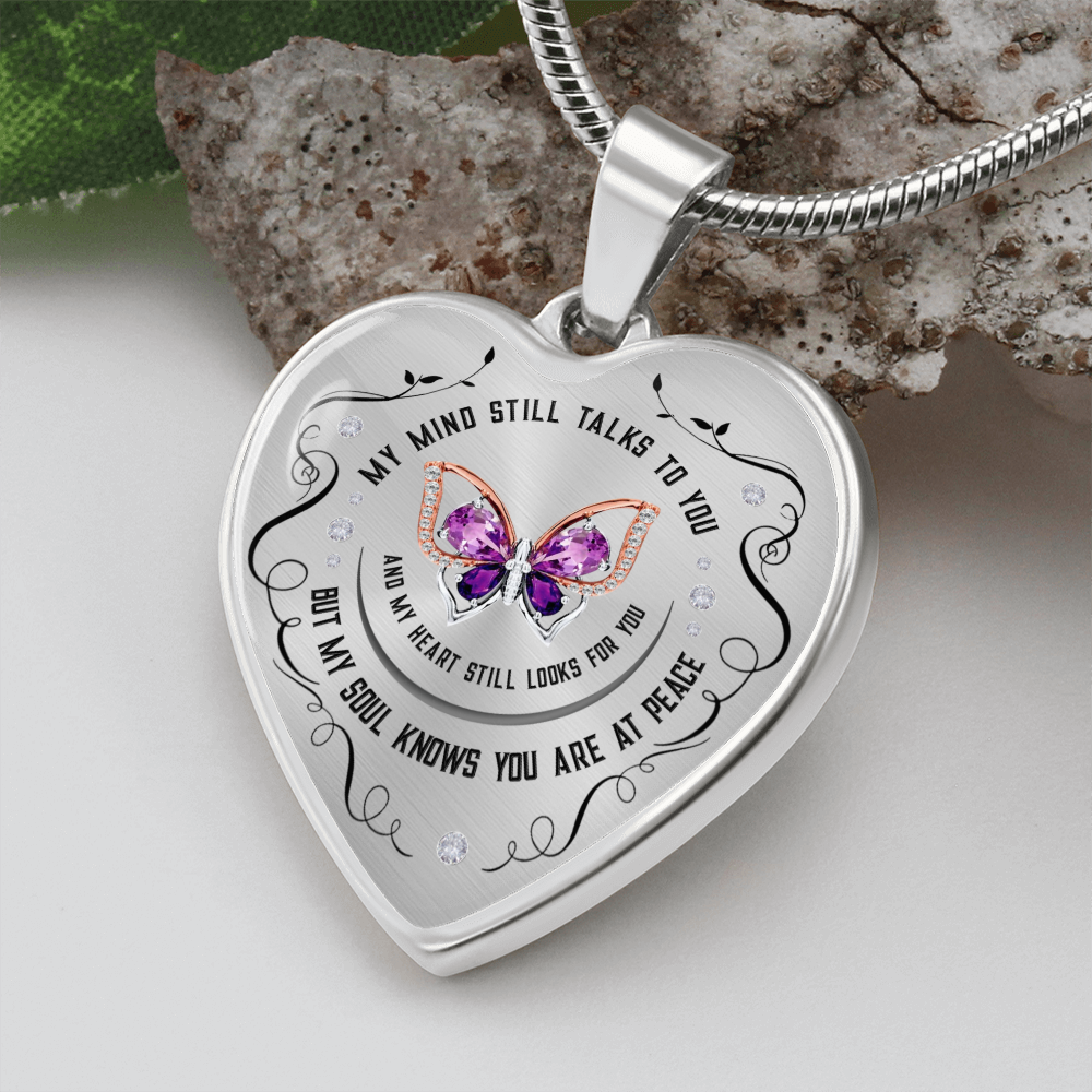 Butterfly Heart Pendant Remembrance Necklace | Loss of Loved One Memorial Gift