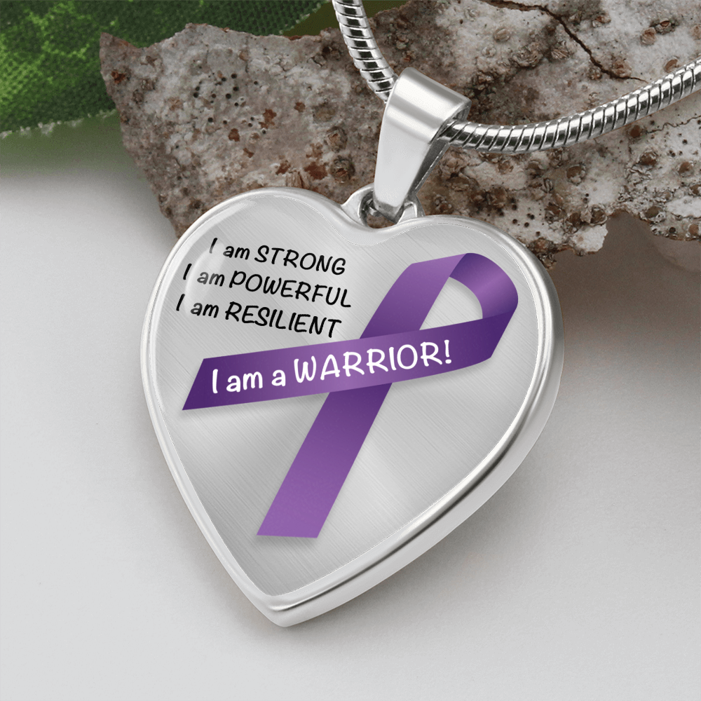 Pancreatic Cancer Warrior Heart Pendant Necklace | Gift for Survivor, Fighter, Support