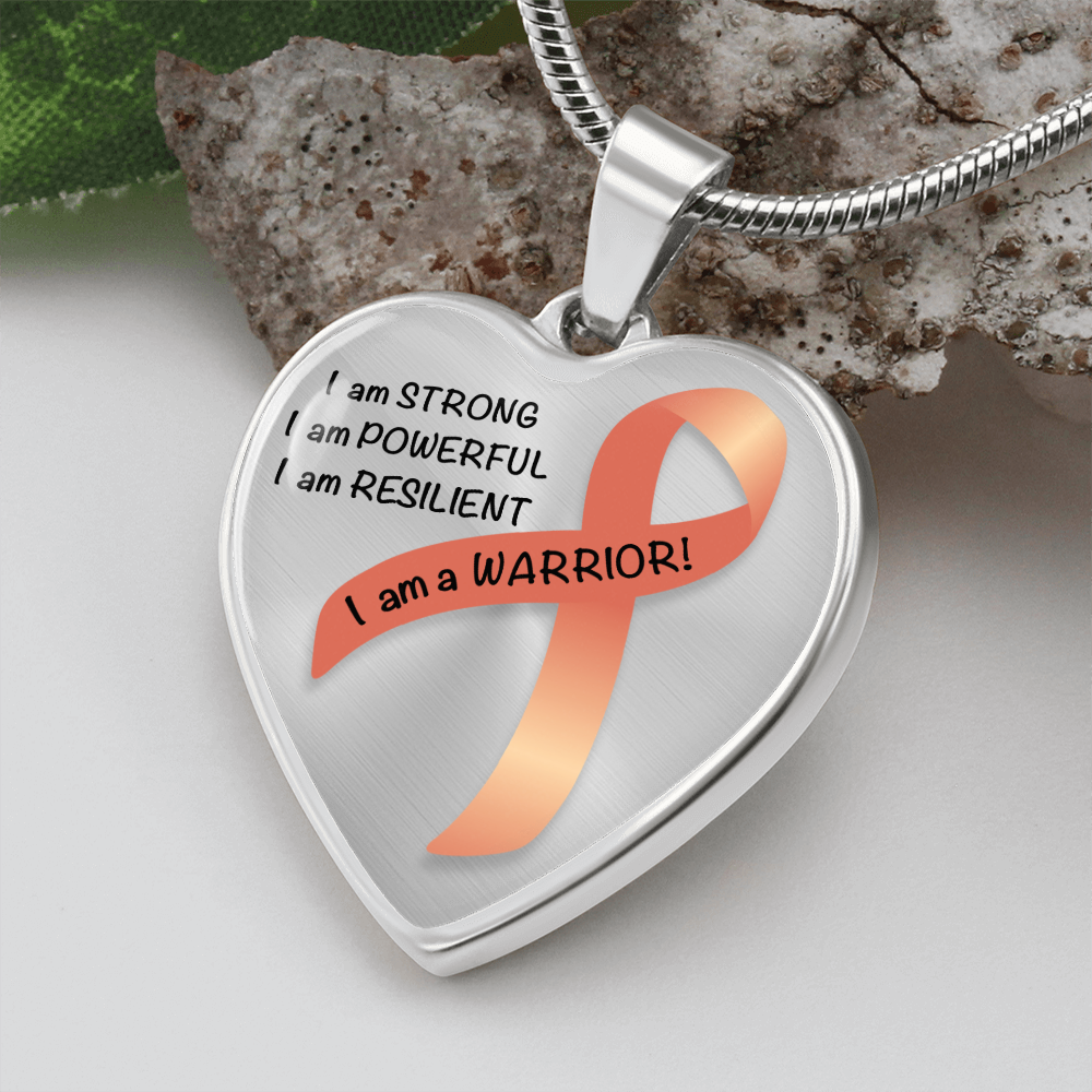 Uterine or Endometrial Cancer Warrior Heart Pendant Necklace | Gift for Survivor, Fighter, Support