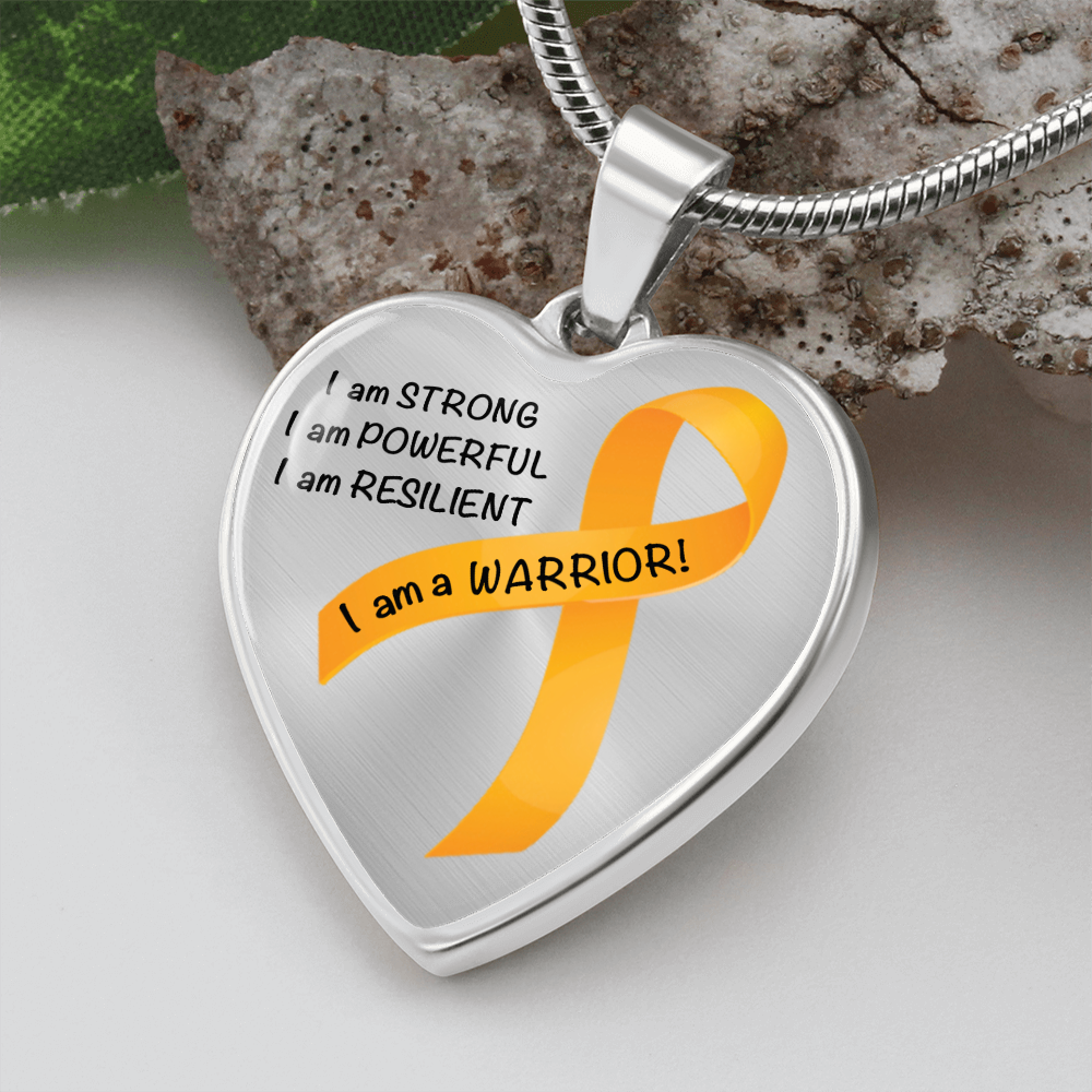 Appendix Cancer Warrior Heart Pendant Necklace | Gift for Survivor, Fighter, Support