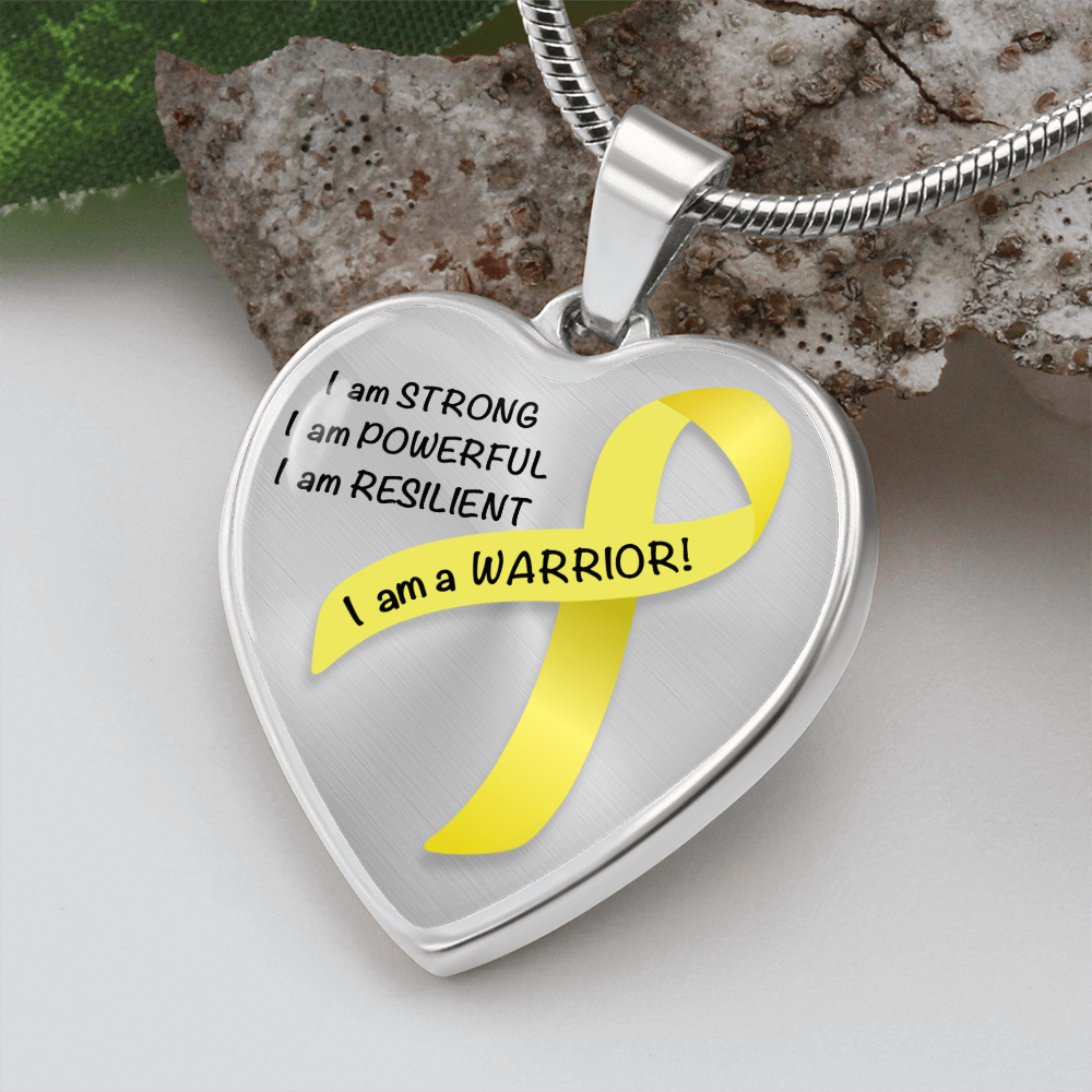 Bone Cancer Warrior Heart Pendant Necklace | Gift for Survivor, Fighter, Support