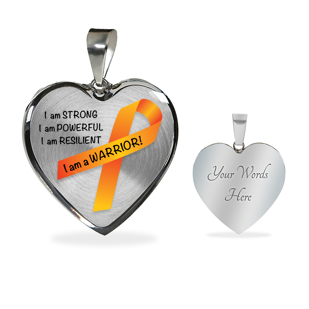 Kidney Cancer Warrior Heart Pendant Necklace | Gift for Survivor, Fighter, Support