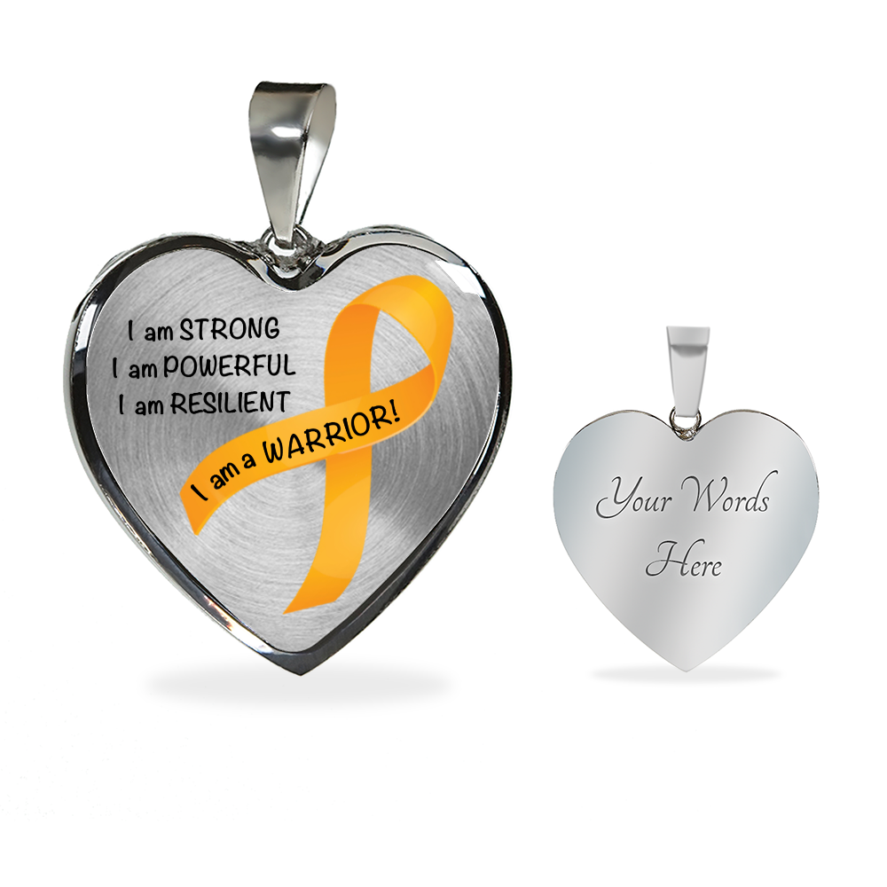 Appendix Cancer Warrior Heart Pendant Necklace | Gift for Survivor, Fighter, Support