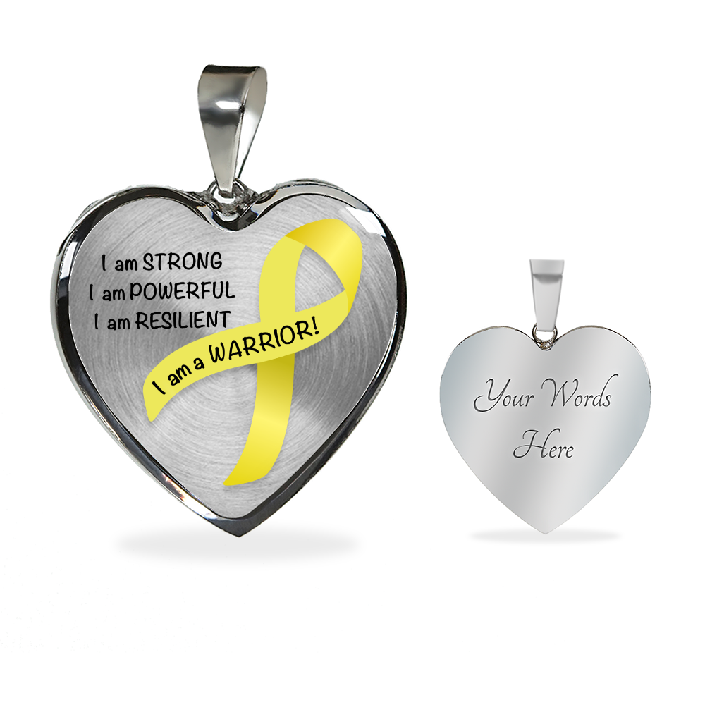 Bone Cancer Warrior Heart Pendant Necklace | Gift for Survivor, Fighter, Support