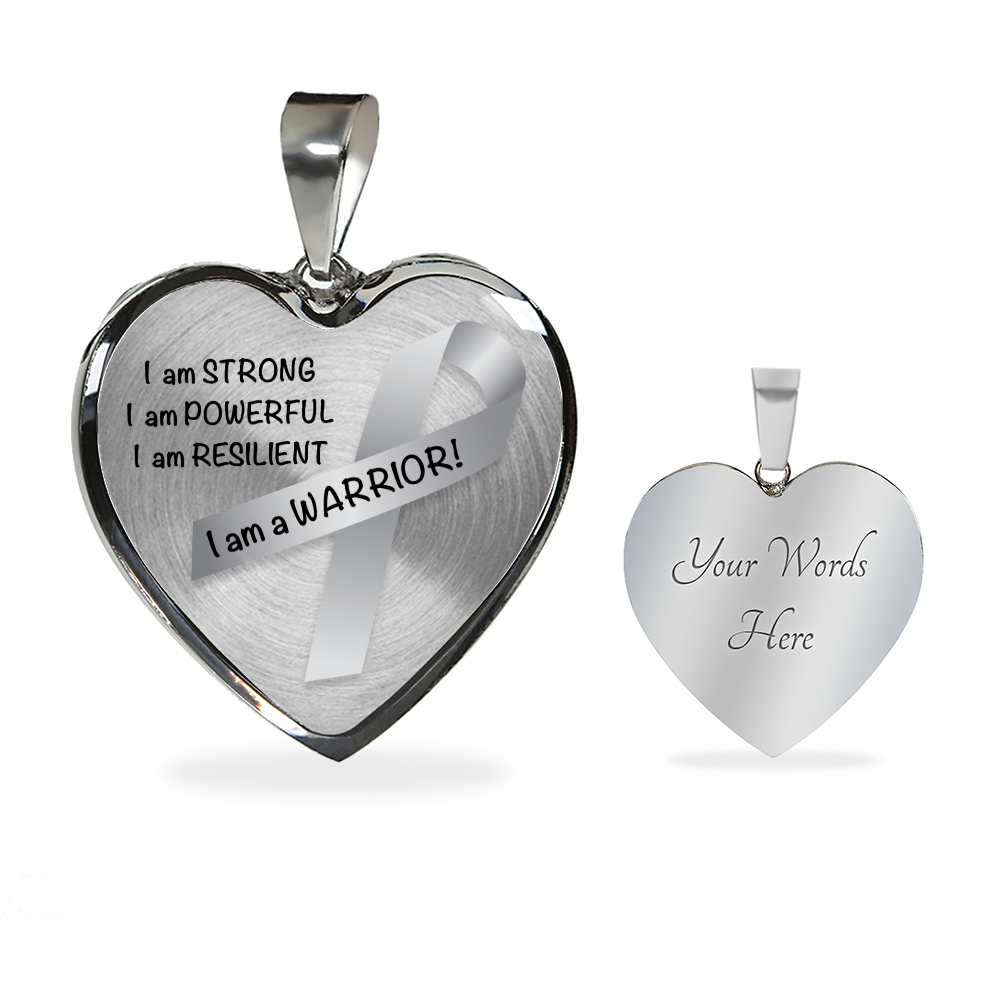 Brain Cancer Warrior Heart Pendant Necklace | Gift for Survivor, Fighter, Support