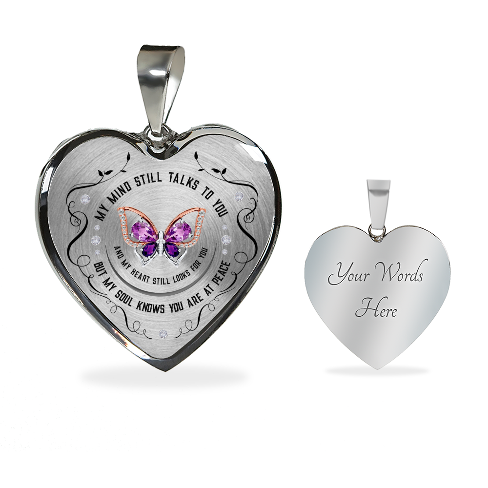 Butterfly Heart Pendant Remembrance Necklace | Loss of Loved One Memorial Gift