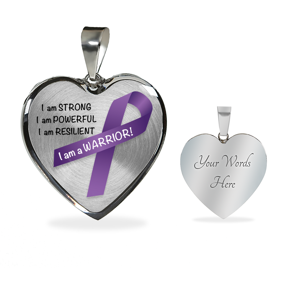 Pancreatic Cancer Warrior Heart Pendant Necklace | Gift for Survivor, Fighter, Support