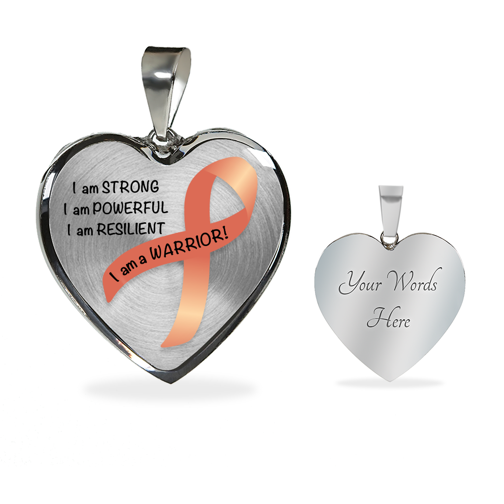 Uterine or Endometrial Cancer Warrior Heart Pendant Necklace | Gift for Survivor, Fighter, Support