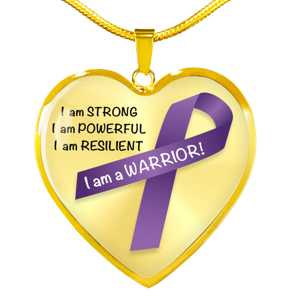 Pancreatic Cancer Warrior Heart Pendant Necklace | Gift for Survivor, Fighter, Support