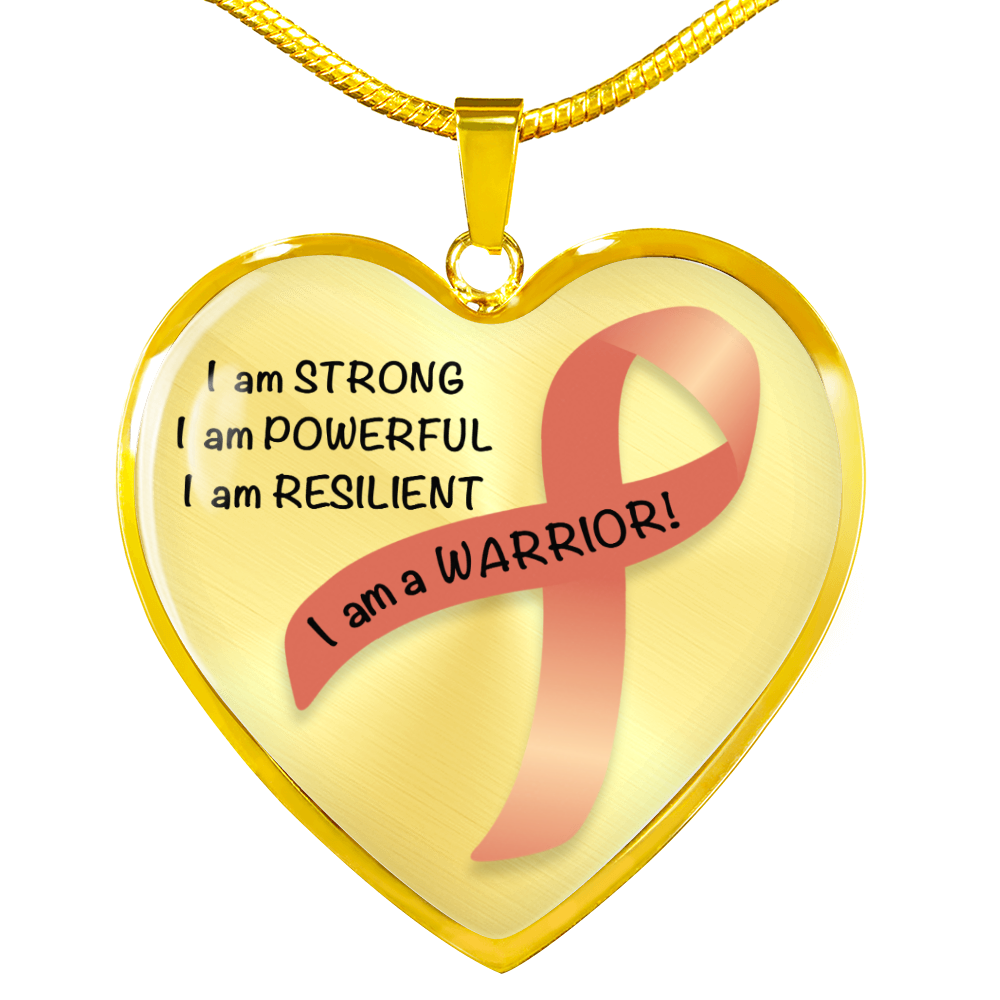 Uterine or Endometrial Cancer Warrior Heart Pendant Necklace | Gift for Survivor, Fighter, Support