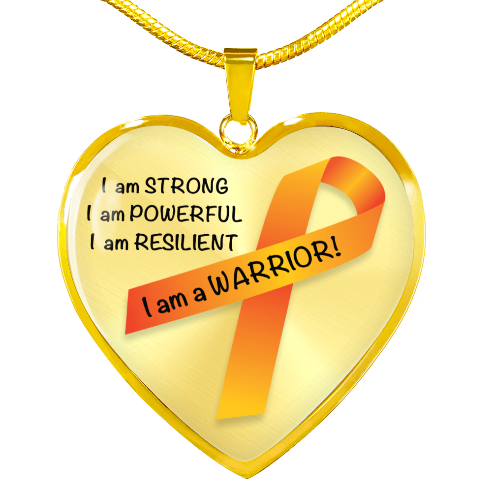 Kidney Cancer Warrior Heart Pendant Necklace | Gift for Survivor, Fighter, Support