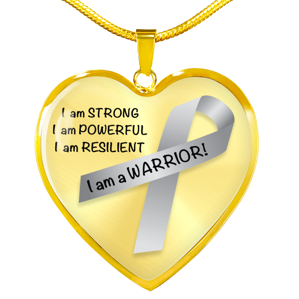 Brain Cancer Warrior Heart Pendant Necklace | Gift for Survivor, Fighter, Support