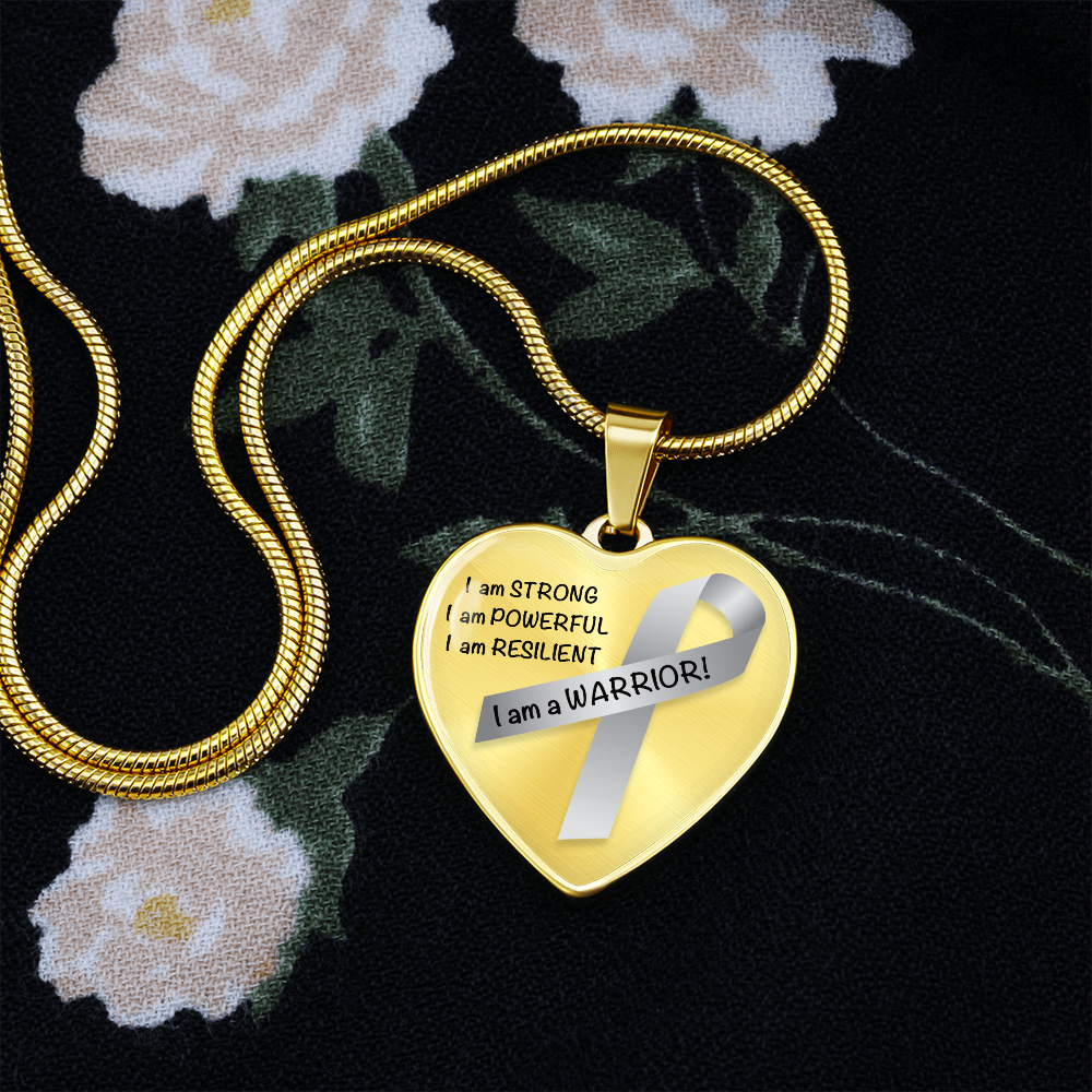 Brain Cancer Warrior Heart Pendant Necklace | Gift for Survivor, Fighter, Support