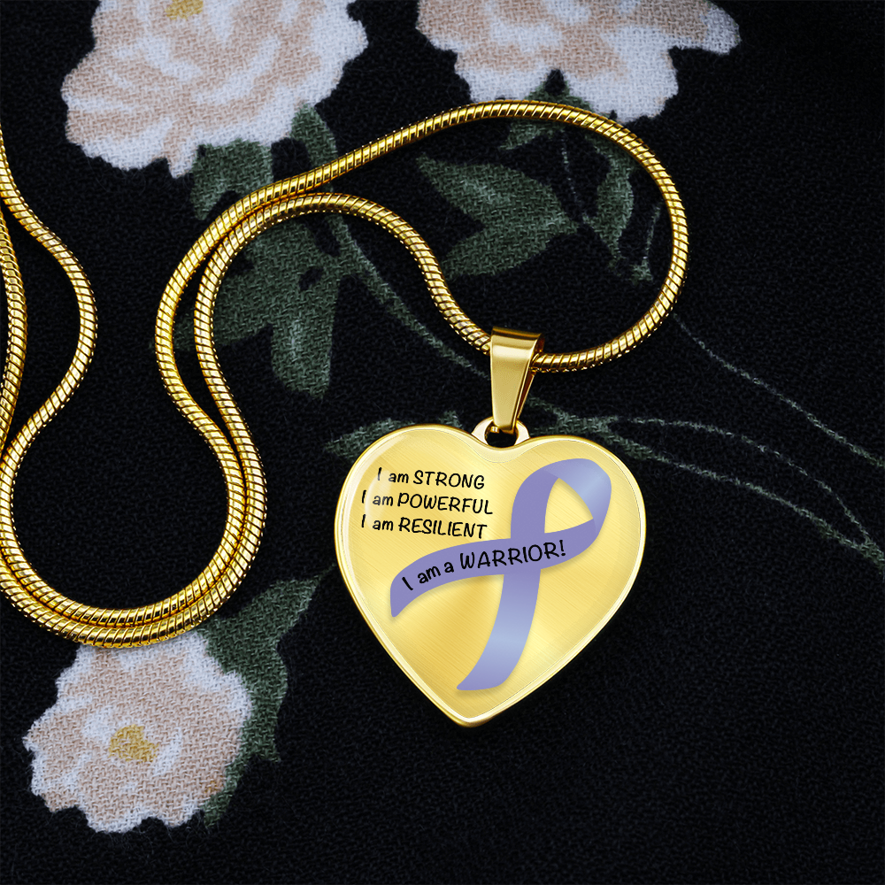 Esophageal Cancer Warrior Heart Pendant Necklace | Gift for Survivor, Fighter, Support