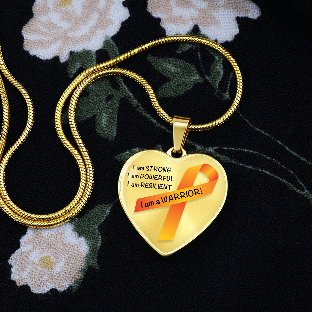 Kidney Cancer Warrior Heart Pendant Necklace | Gift for Survivor, Fighter, Support