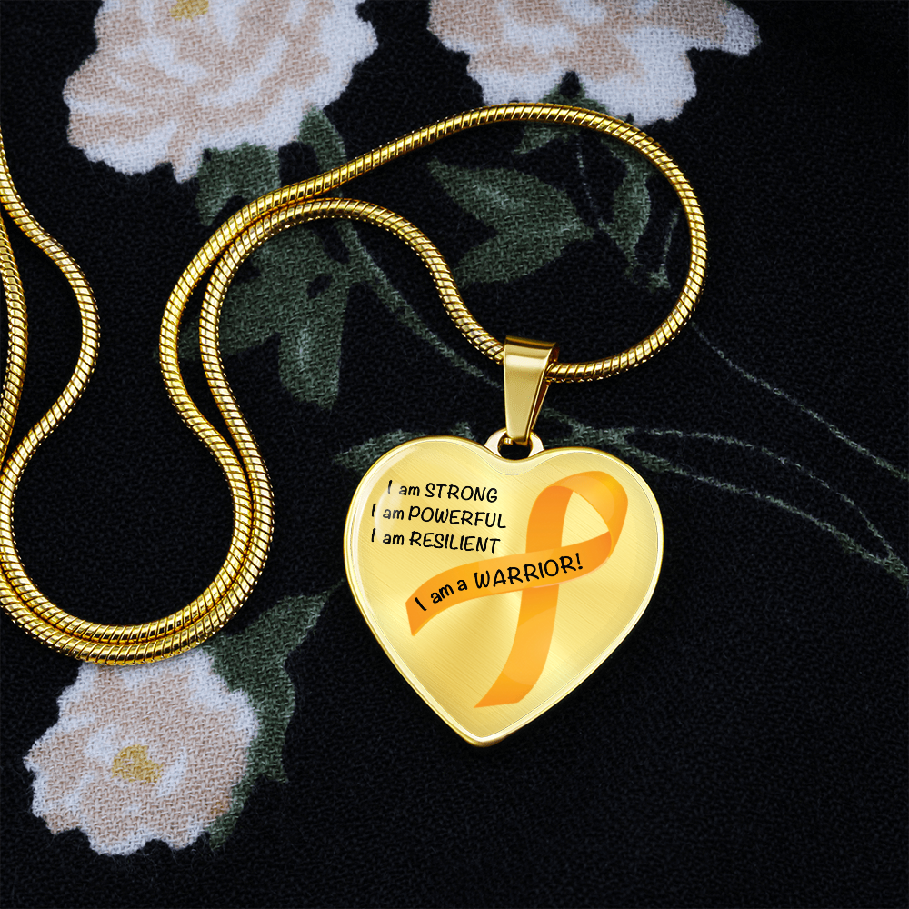 Appendix Cancer Warrior Heart Pendant Necklace | Gift for Survivor, Fighter, Support