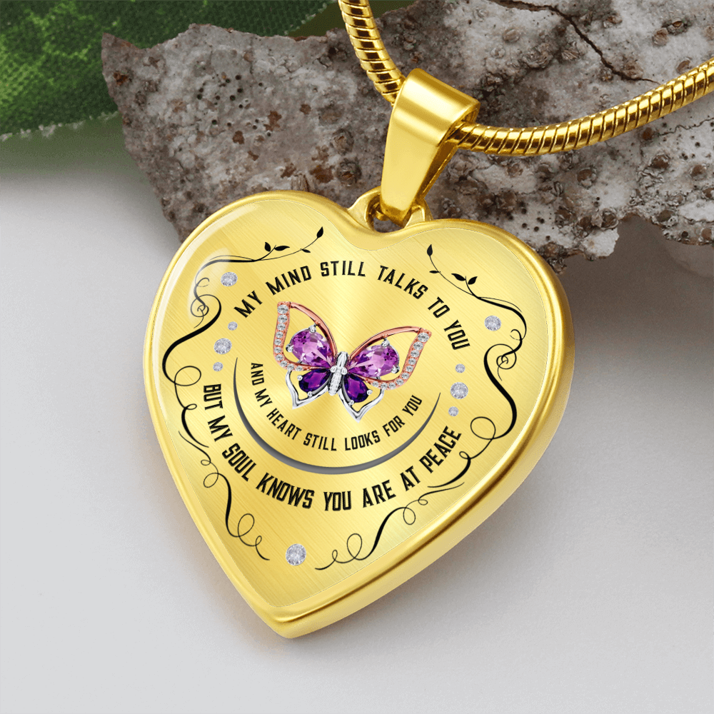 Butterfly Heart Pendant Remembrance Necklace | Loss of Loved One Memorial Gift