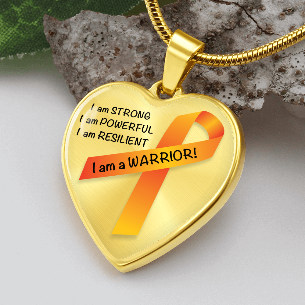 Kidney Cancer Warrior Heart Pendant Necklace | Gift for Survivor, Fighter, Support