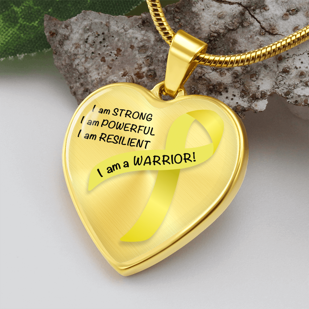 Bone Cancer Warrior Heart Pendant Necklace | Gift for Survivor, Fighter, Support