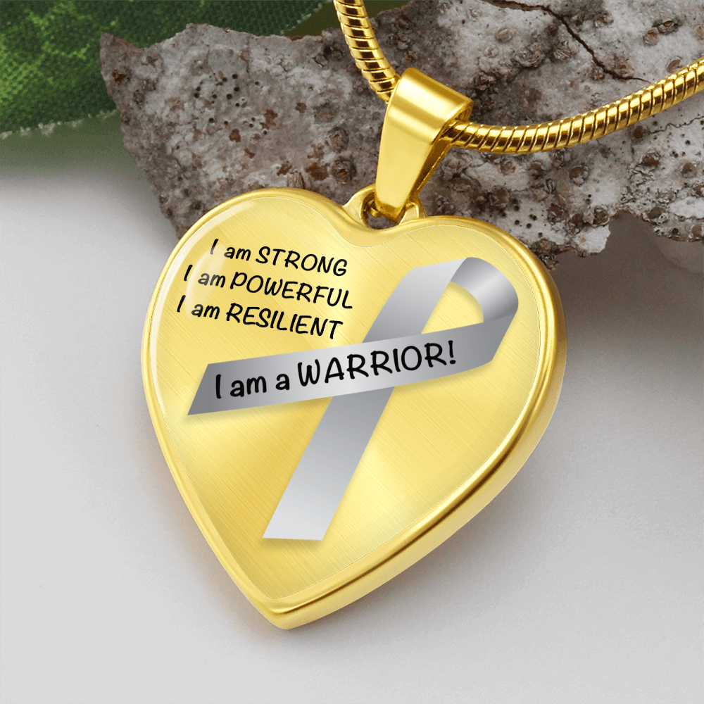 Brain Cancer Warrior Heart Pendant Necklace | Gift for Survivor, Fighter, Support