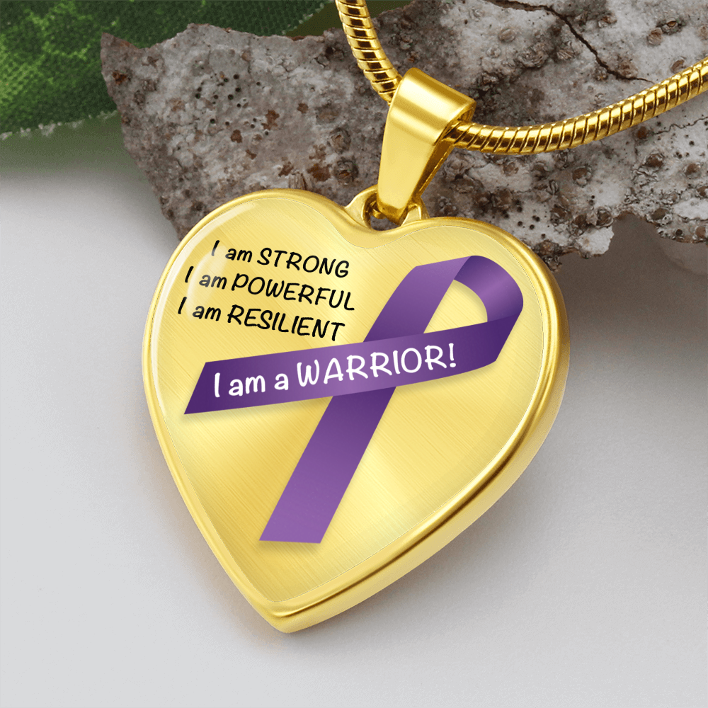 Pancreatic Cancer Warrior Heart Pendant Necklace | Gift for Survivor, Fighter, Support