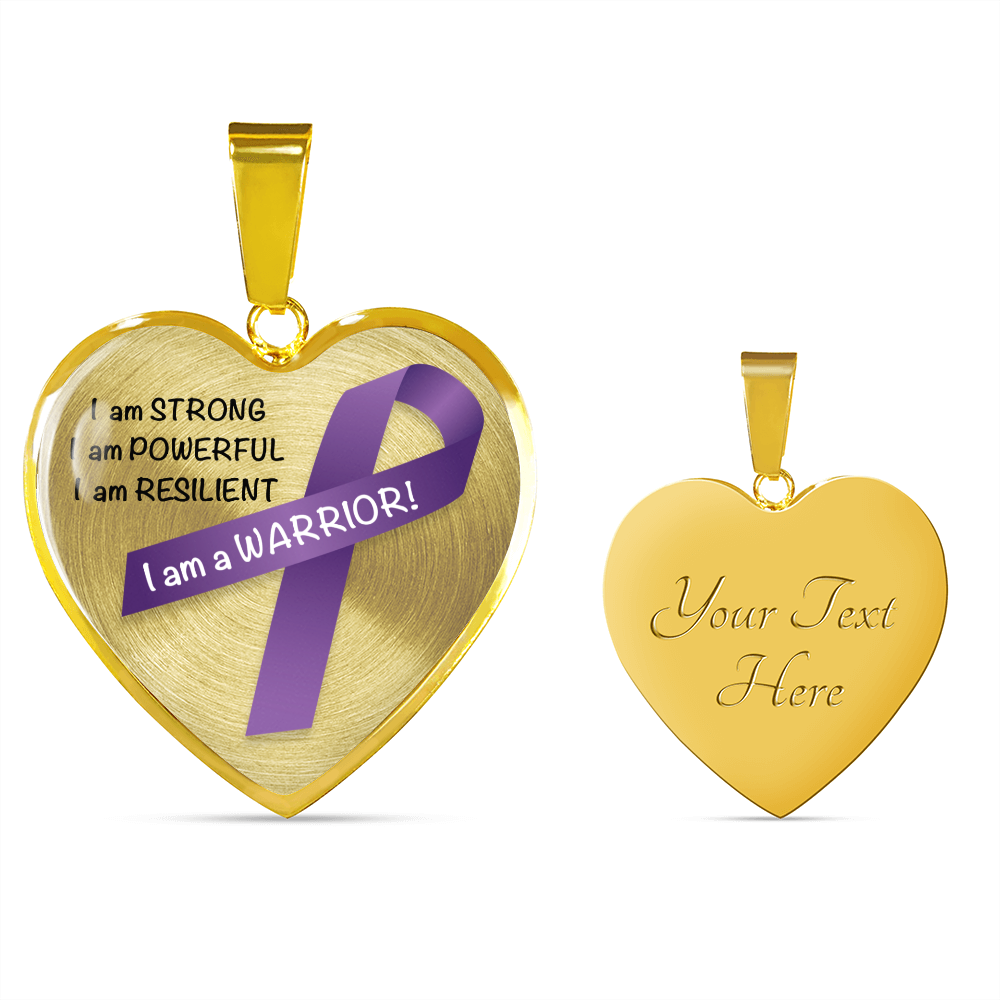 Pancreatic Cancer Warrior Heart Pendant Necklace | Gift for Survivor, Fighter, Support