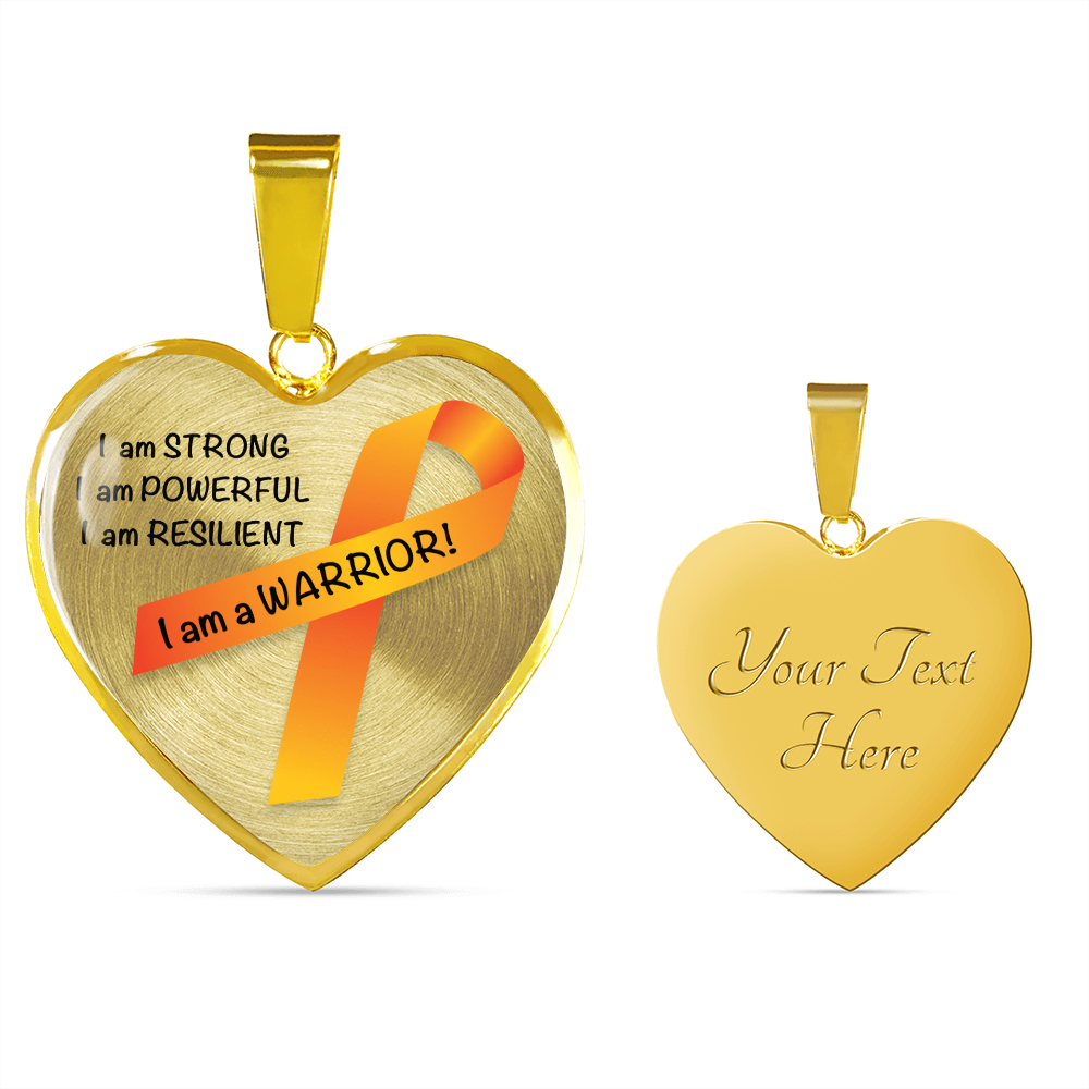 Kidney Cancer Warrior Heart Pendant Necklace | Gift for Survivor, Fighter, Support