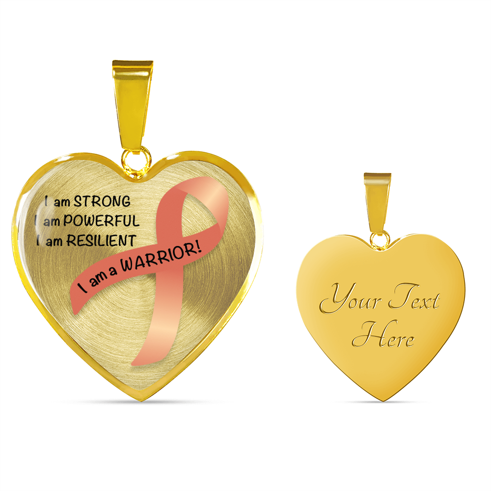 Uterine or Endometrial Cancer Warrior Heart Pendant Necklace | Gift for Survivor, Fighter, Support