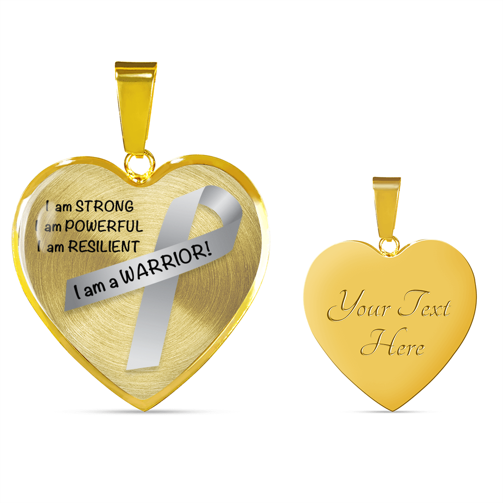 Brain Cancer Warrior Heart Pendant Necklace | Gift for Survivor, Fighter, Support