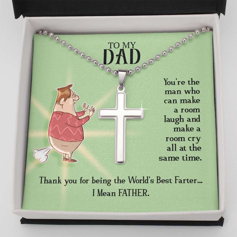 World's Best Farter, I Mean Father Cross Necklace