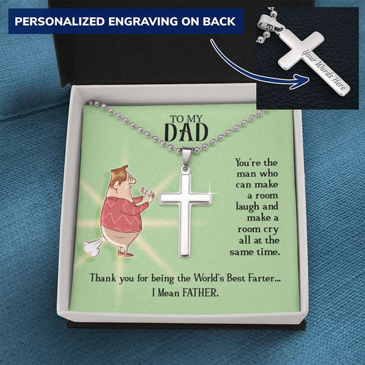 World's Best Farter, I Mean Father Cross Necklace
