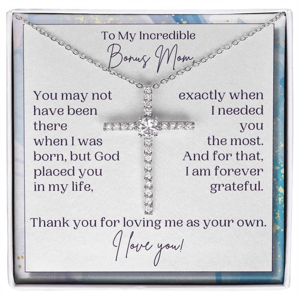 Bonus Mom Gift | Cross Necklace for Step Mom, Boyfriend's Mom, Foster Mom