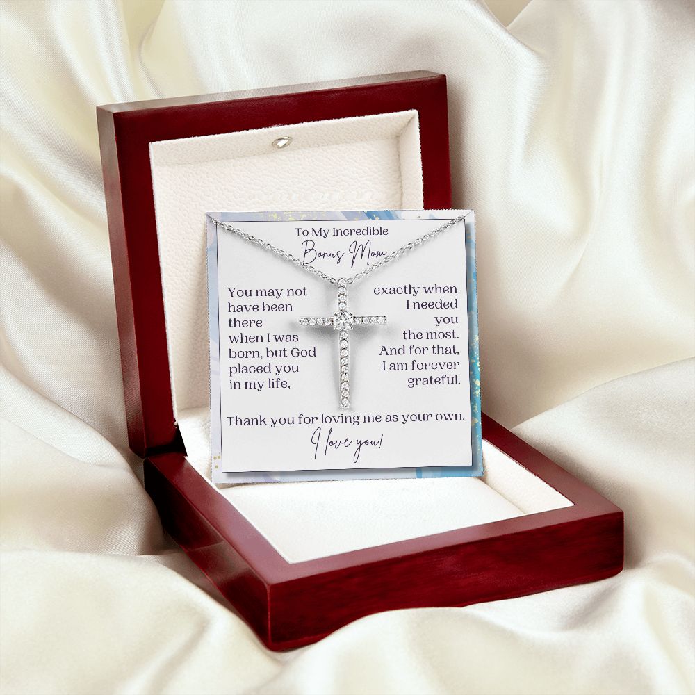 Bonus Mom Gift | Cross Necklace for Step Mom, Boyfriend's Mom, Foster Mom