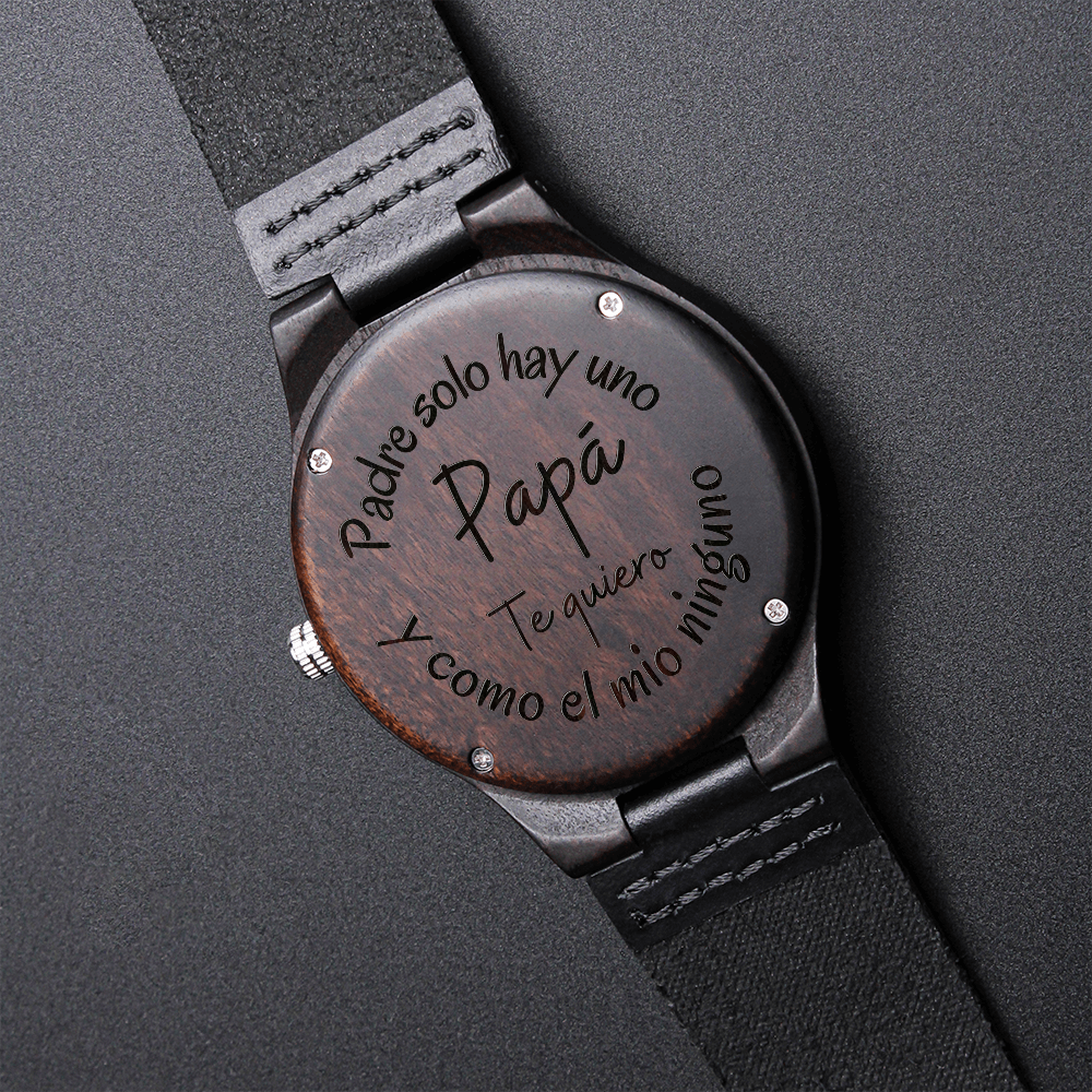 Gift for Spanish Papá | Engraved Wooden Watch | Solo Un Padre