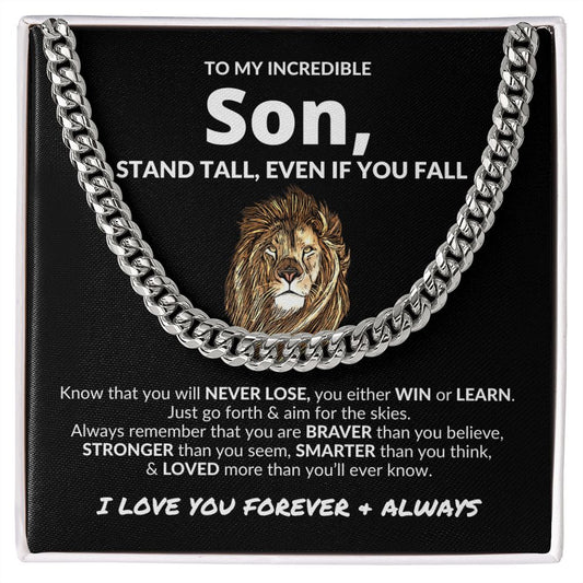 To My Son | Win or Learn | Cuban Link Chain