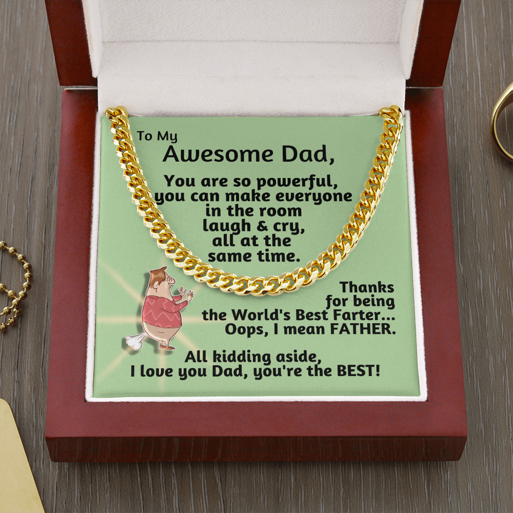 Funny Gift for Dad | Cuban Chain Link Necklace for Father | World's Best Farter