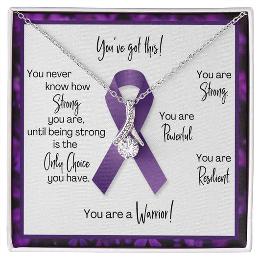 Pancreatic Cancer Warrior | Ribbon Necklace | Gift for Survivor, Fighter, Support