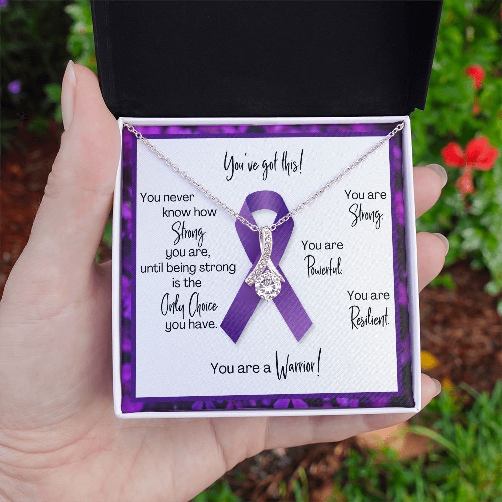 Pancreatic Cancer Warrior | Ribbon Necklace | Gift for Survivor, Fighter, Support