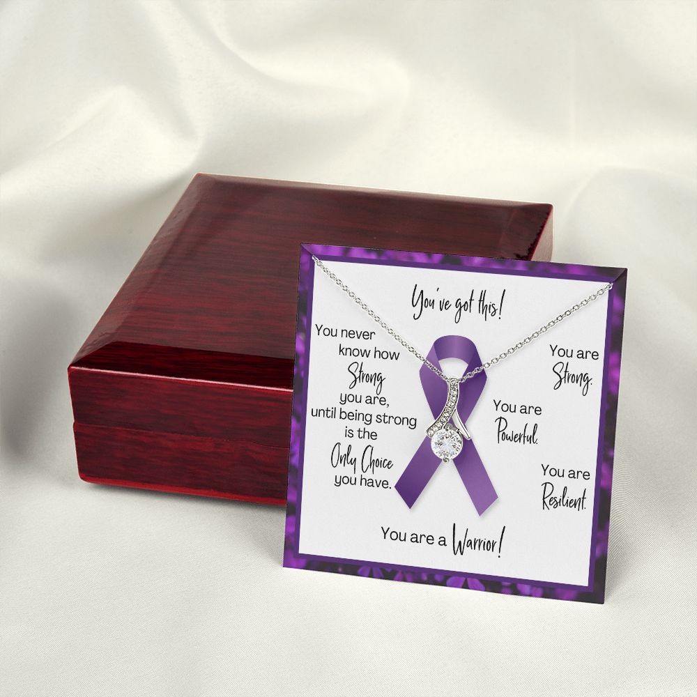 Pancreatic Cancer Warrior | Ribbon Necklace | Gift for Survivor, Fighter, Support