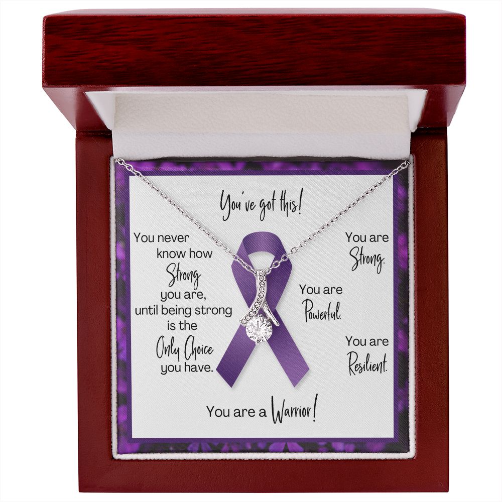 Pancreatic Cancer Warrior | Ribbon Necklace | Gift for Survivor, Fighter, Support