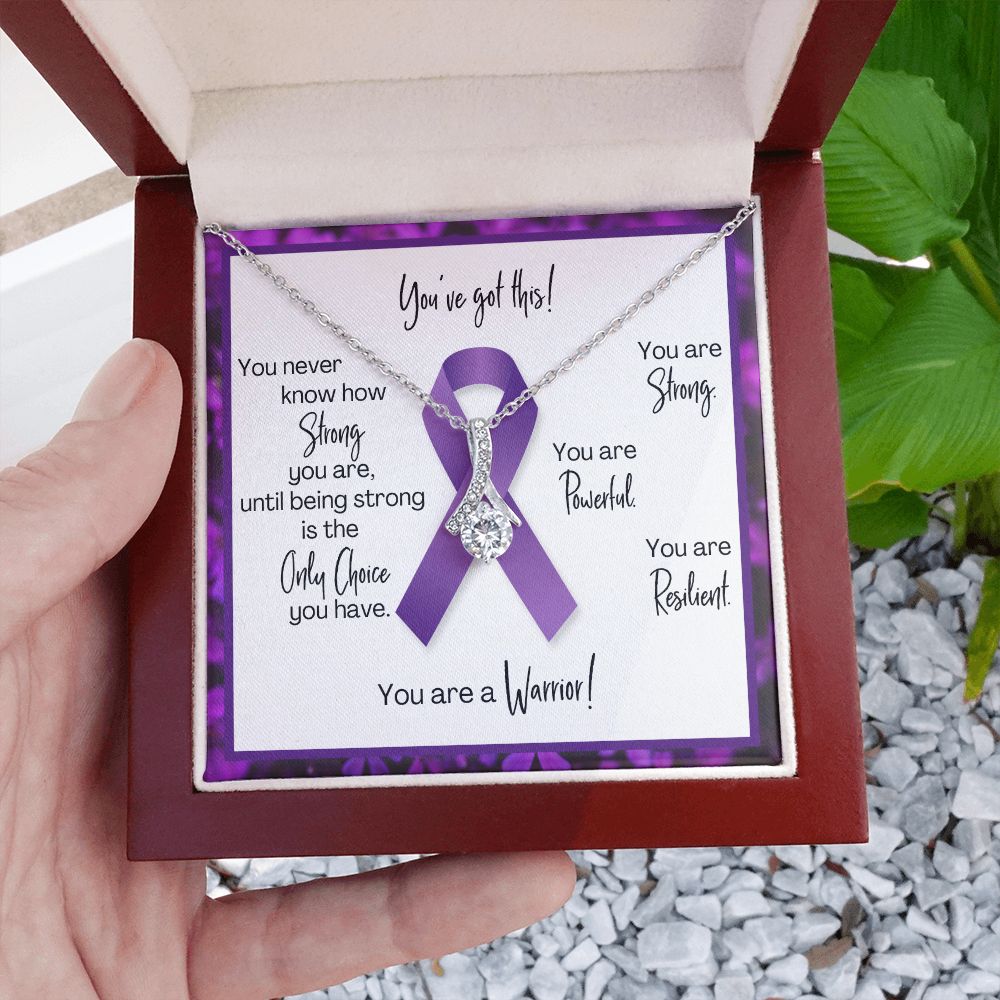 Pancreatic Cancer Warrior | Ribbon Necklace | Gift for Survivor, Fighter, Support