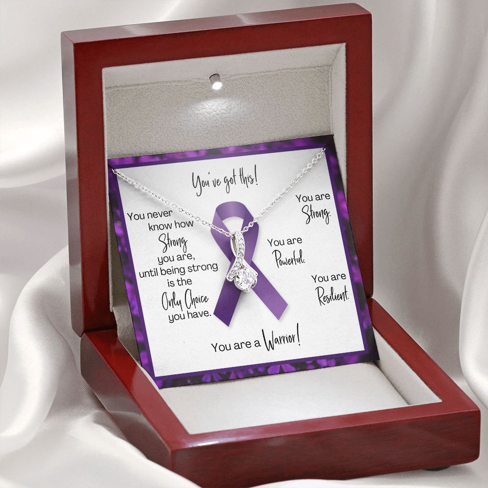 Pancreatic Cancer Warrior | Ribbon Necklace | Gift for Survivor, Fighter, Support