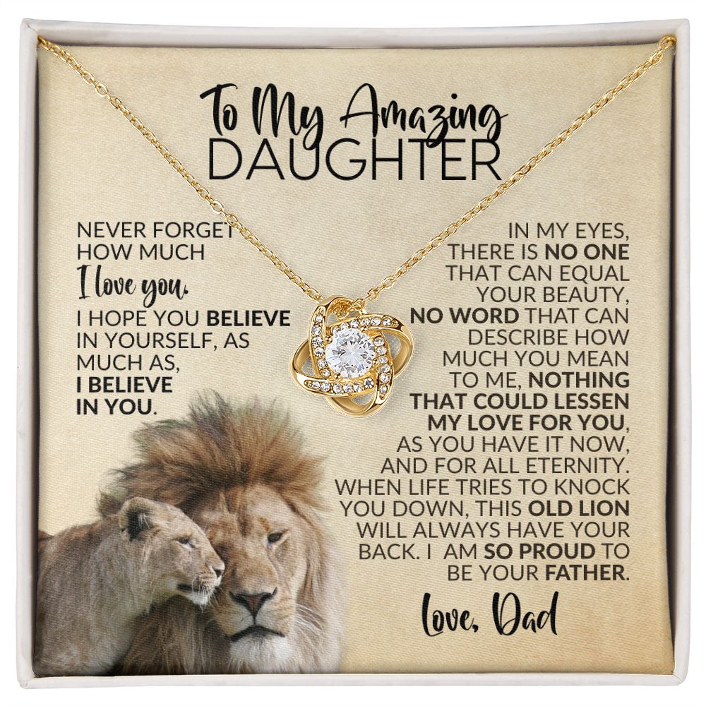 To My Daughter | Gift from Dad | Nothing Could Lessen My Love for You | Love Knot Necklace